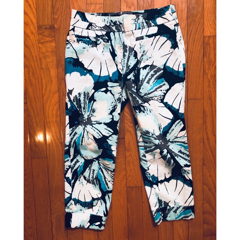 BLUE FLORAL WORK PANTS